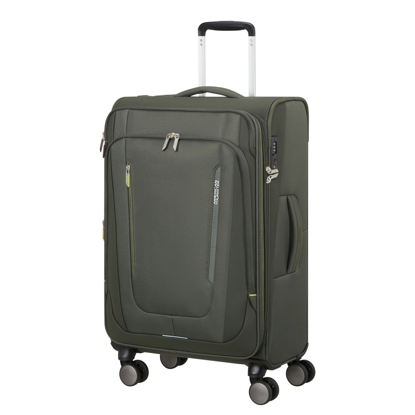 American Tourister Wanderlite Spinner M - Uitbreidbaar 73/81 liter - 68x43x29/32 cm - dark khaki