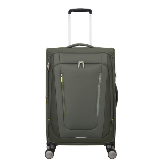 American Tourister Wanderlite Spinner M - Uitbreidbaar 73/81 liter - 68x43x29/32 cm - dark khaki