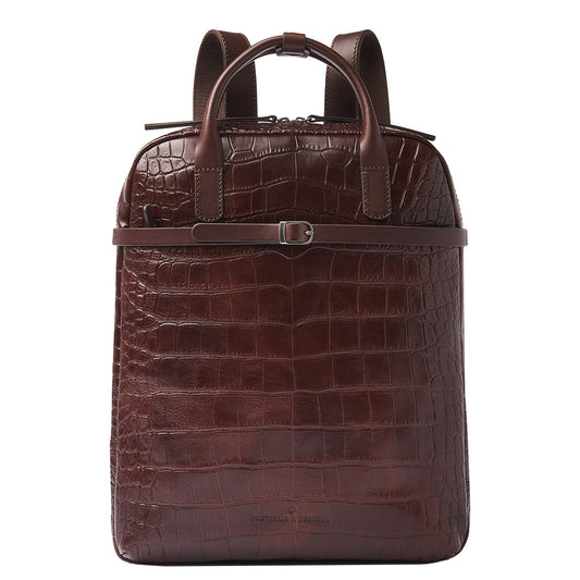 Castelijn & Beerens Croco Emma Laptop Rugzak - 15.6" laptopvak - met RFID bescherming - mocca