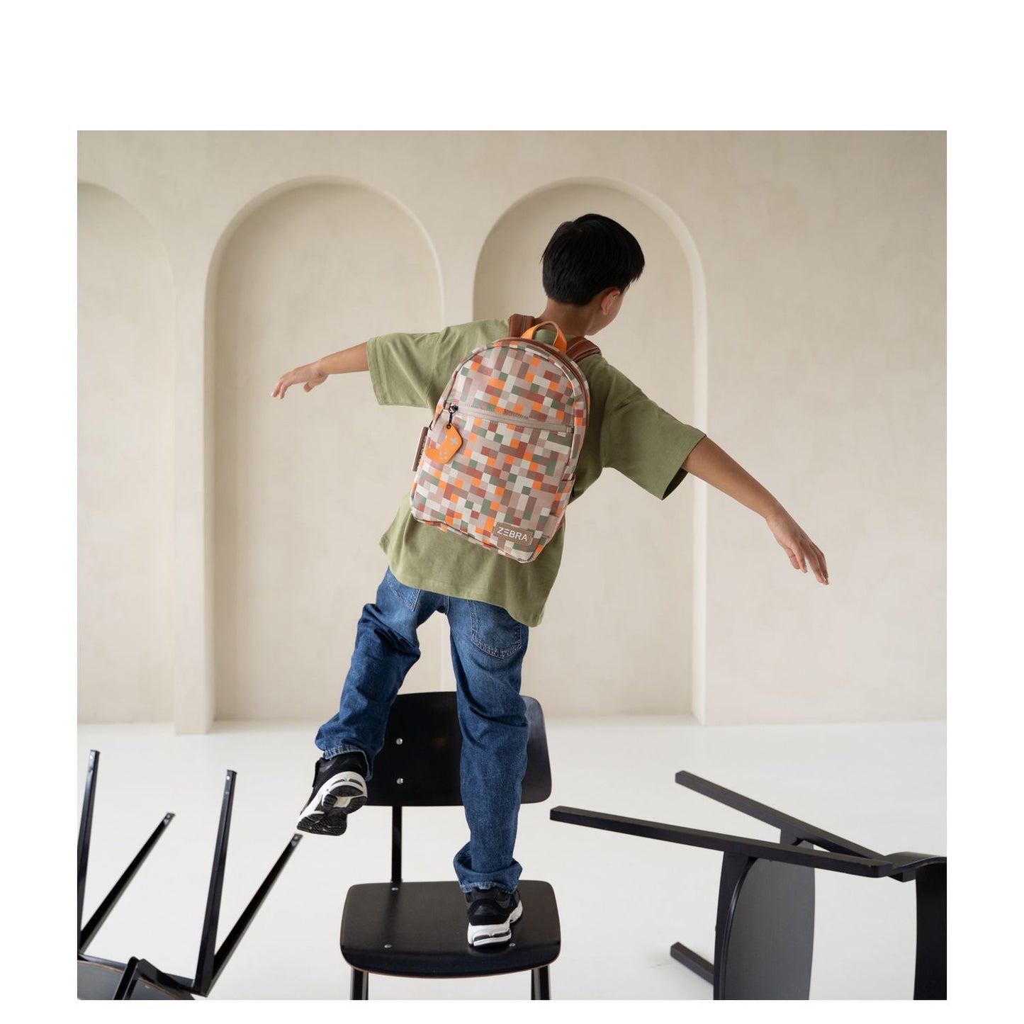 Zebra Trends Levi Kinderrugzak voor jongens - met borstriem - pixels