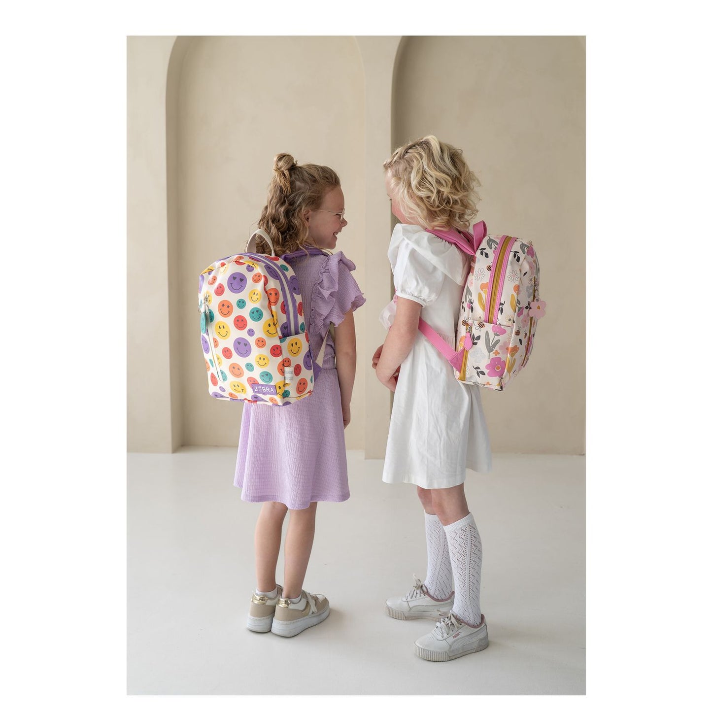 Zebra Trends Lily Kinderrugzak voor meisjes - met borstriem - smiley
