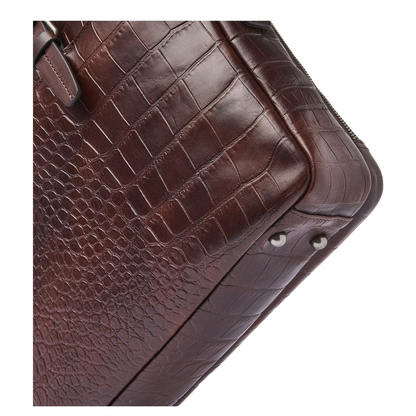 Castelijn & Beerens Croco Jules Laptop Schoudertas - 15.6" laptopvak - met RFID bescherming - mocca
