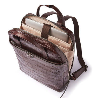 Castelijn & Beerens Croco Emma Laptop Rugzak - 15.6" laptopvak - met RFID bescherming - mocca