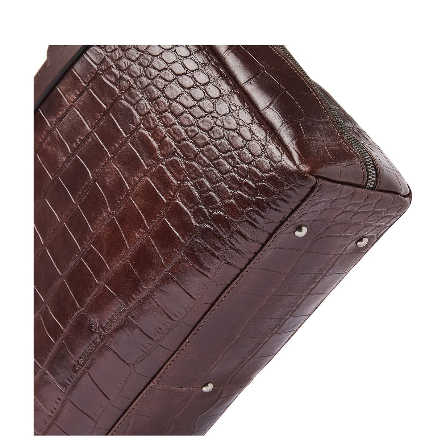 Castelijn & Beerens Croco Lisa Laptop Schoudertas - 15.6" laptopvak - met RFID bescherming - mocca