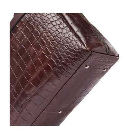 Castelijn & Beerens Croco Lisa Laptop Schoudertas - 15.6" laptopvak - met RFID bescherming - mocca