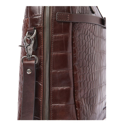 Castelijn & Beerens Croco Lisa Laptop Schoudertas - 15.6" laptopvak - met RFID bescherming - mocca