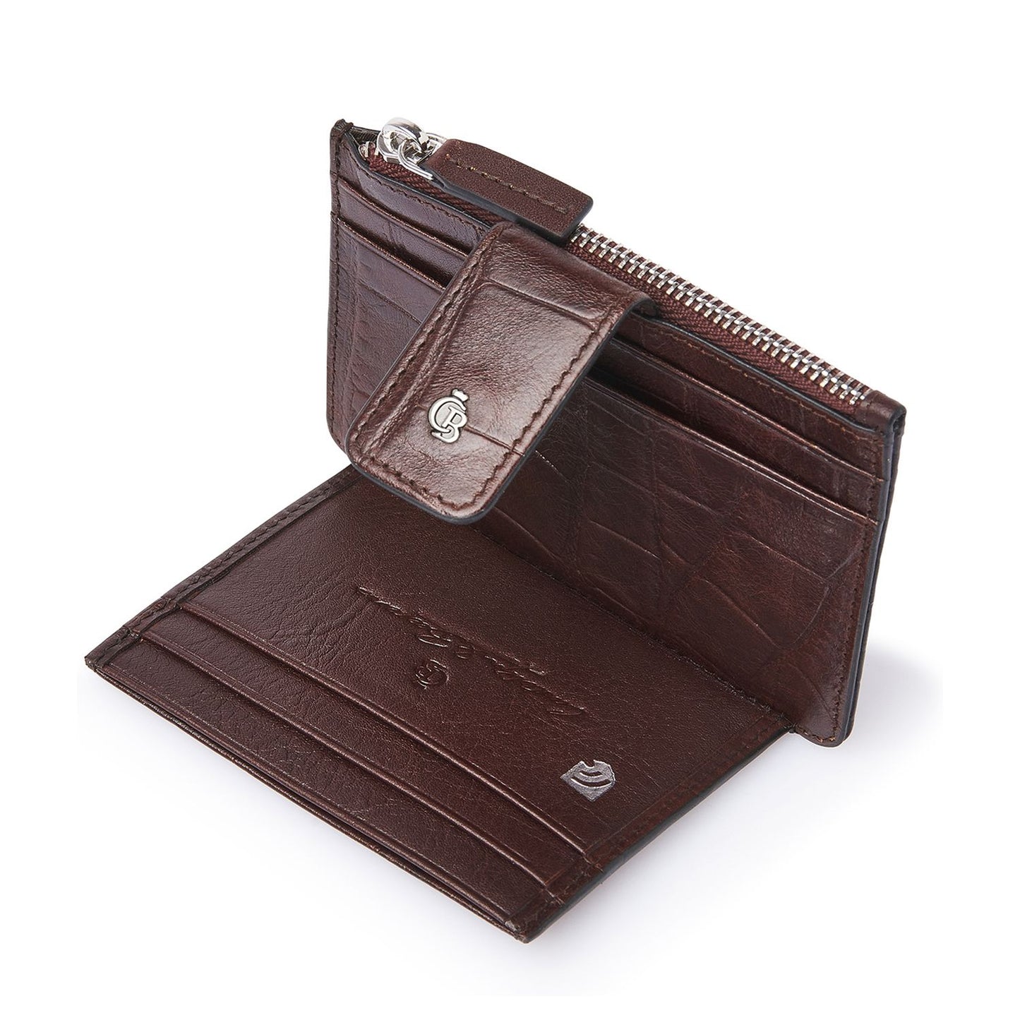 Castelijn & Beerens Croco Mini Portemonnee - voor 7 pasjes - met RFID bescherming - mocca