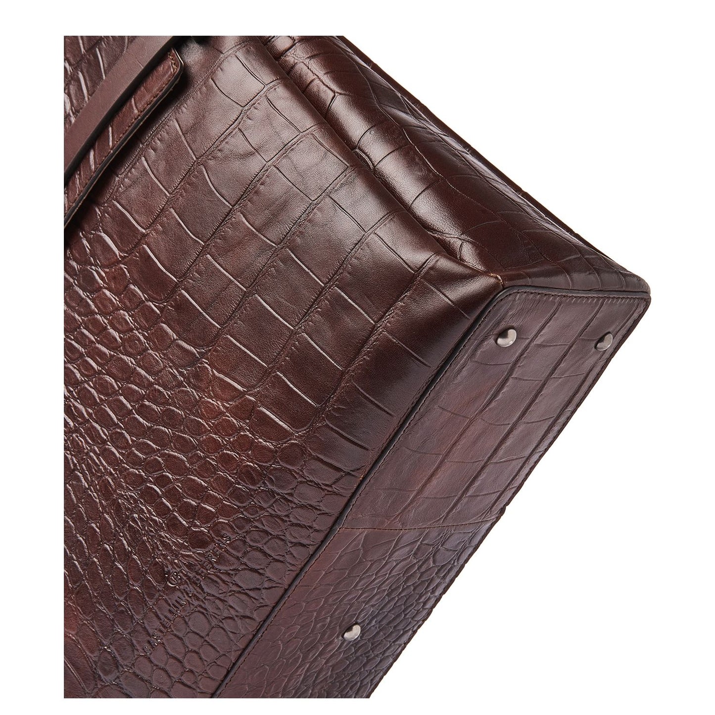 Castelijn & Beerens Croco Kaat Laptopschoudertas - 15.6" laptopvak - met RFID bescherming - mocca