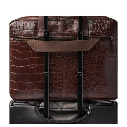 Castelijn & Beerens Croco Jules Laptop Schoudertas - 15.6" laptopvak - met RFID bescherming - mocca