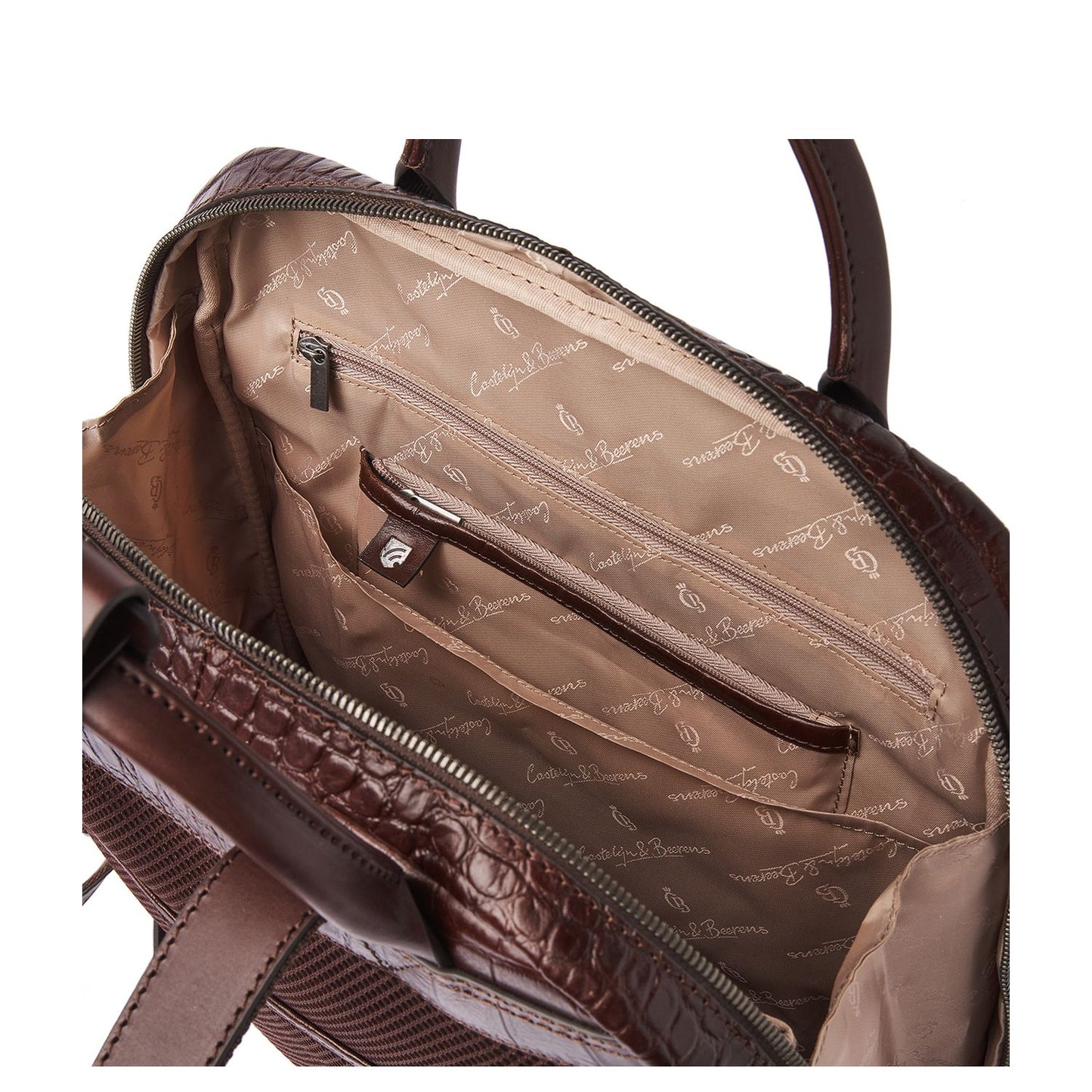 Castelijn & Beerens Croco Emma Laptop Rugzak - 15.6" laptopvak - met RFID bescherming - mocca