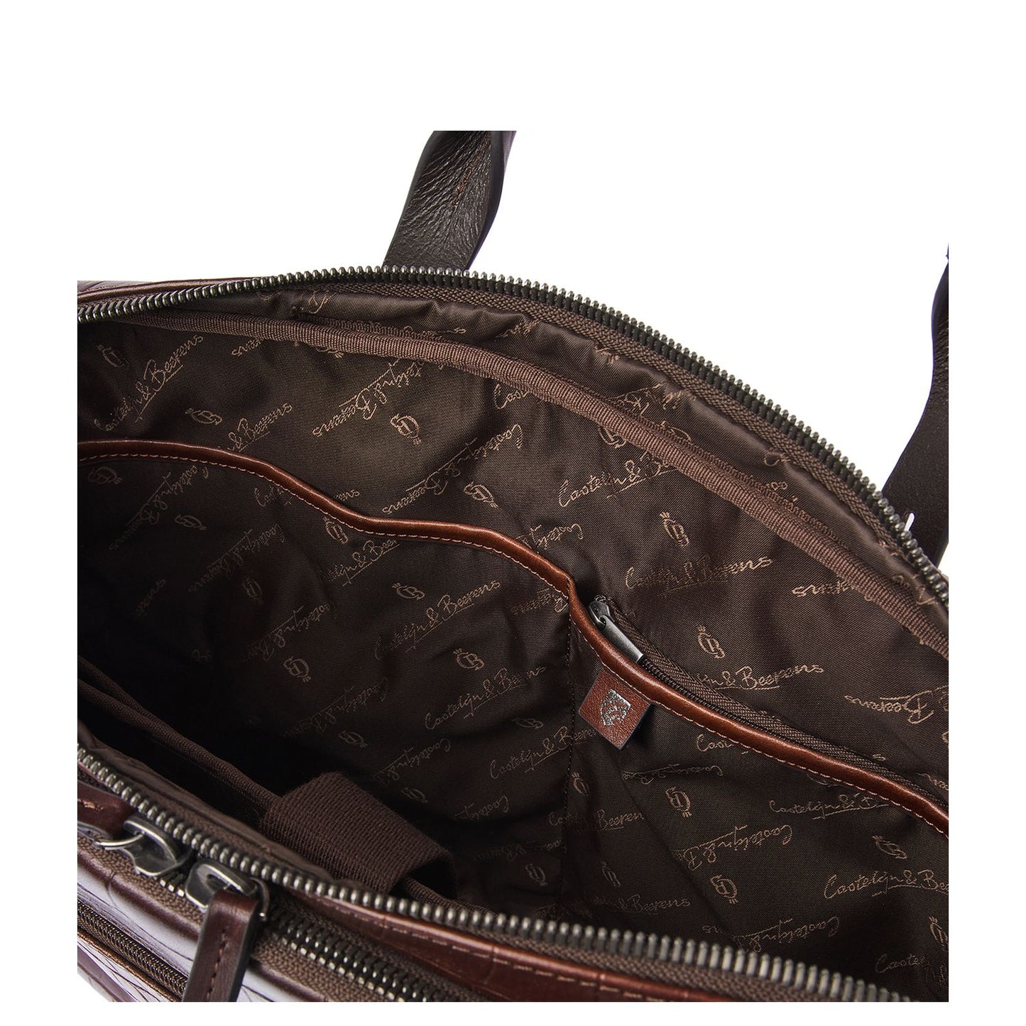 Castelijn & Beerens Croco Jules Laptop Schoudertas - 15.6" laptopvak - met RFID bescherming - mocca