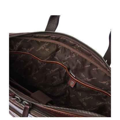 Castelijn & Beerens Croco Jules Laptop Schoudertas - 15.6" laptopvak - met RFID bescherming - mocca