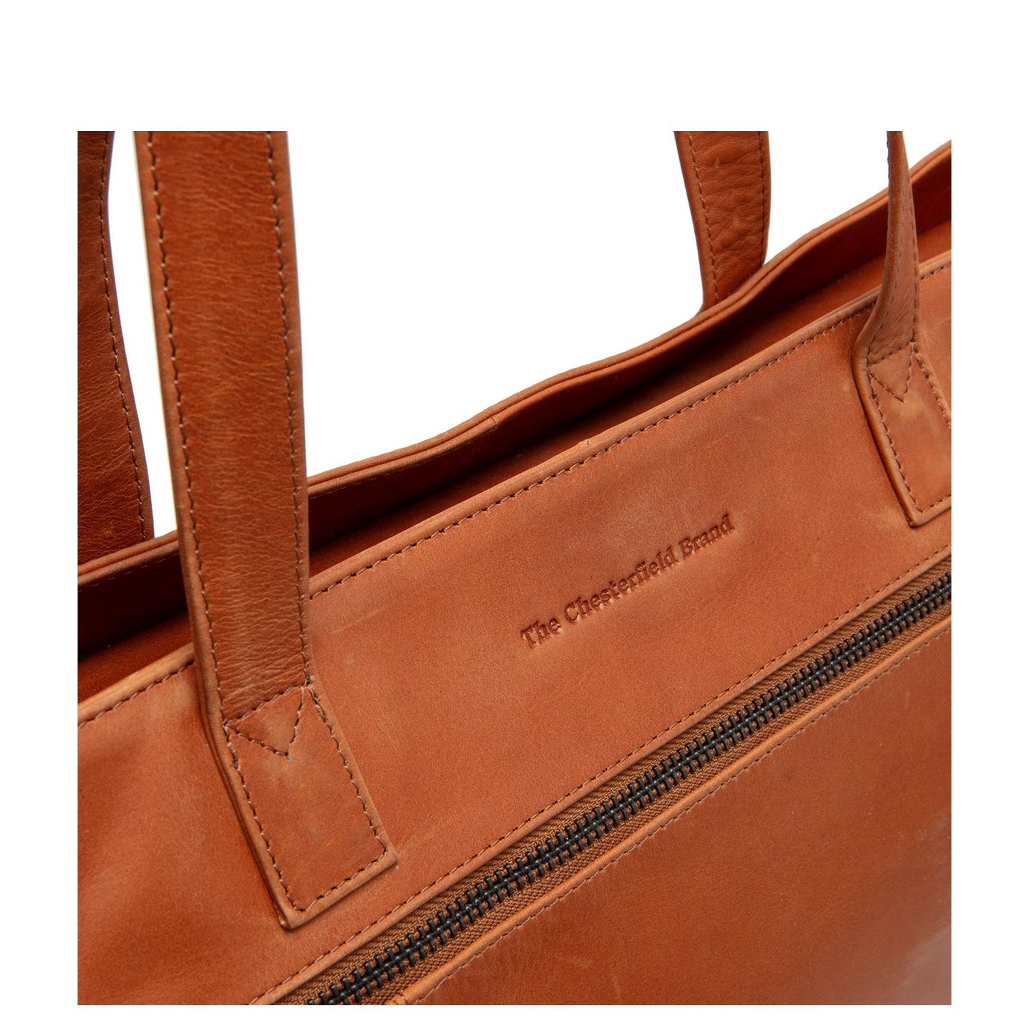The Chesterfield Brand Osira Shopper - met 15" laptopvak - met afneembare schouderriem - cognac