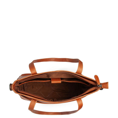 The Chesterfield Brand Mosel Shopper - met 14" laptopvak - met afneembare schouderriem - cognac