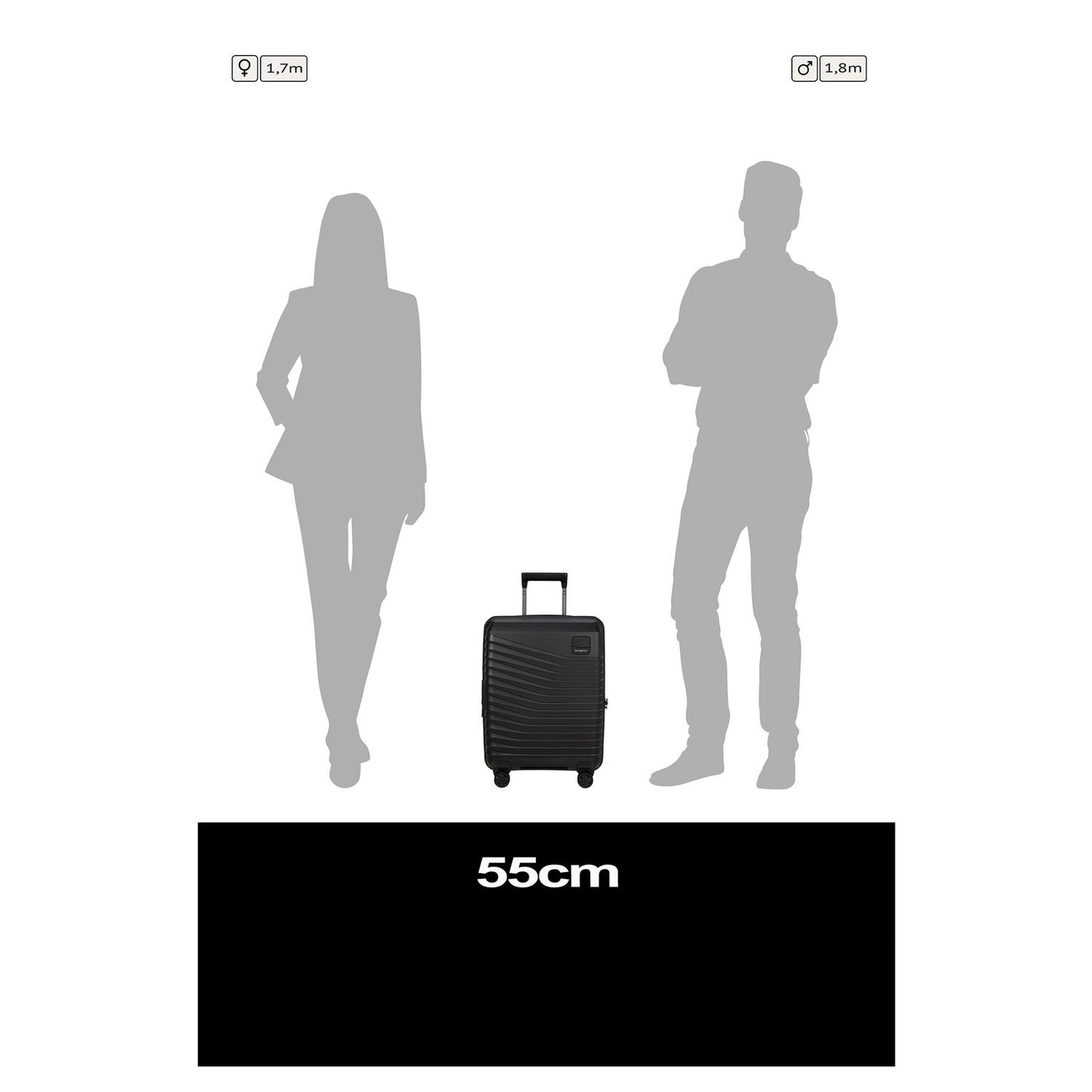 Samsonite Intuo Handbagage Spinner 55 cm - Uitbreidbaar 39/45 liter - 55x40x20/23 cm - zwart
