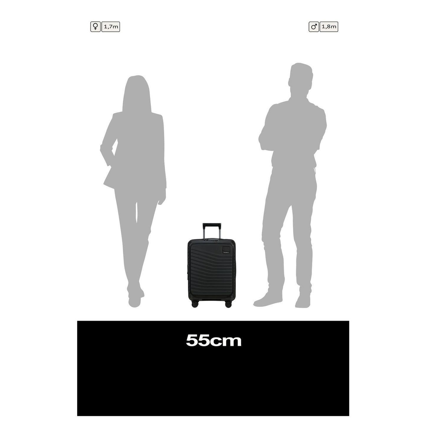 Samsonite Intuo Handbagage Spinner 55 cm - Uitbreidbaar 42/48 liter - met 15.6" laptop-voorvak - 55x40x20/23 cm - zwart