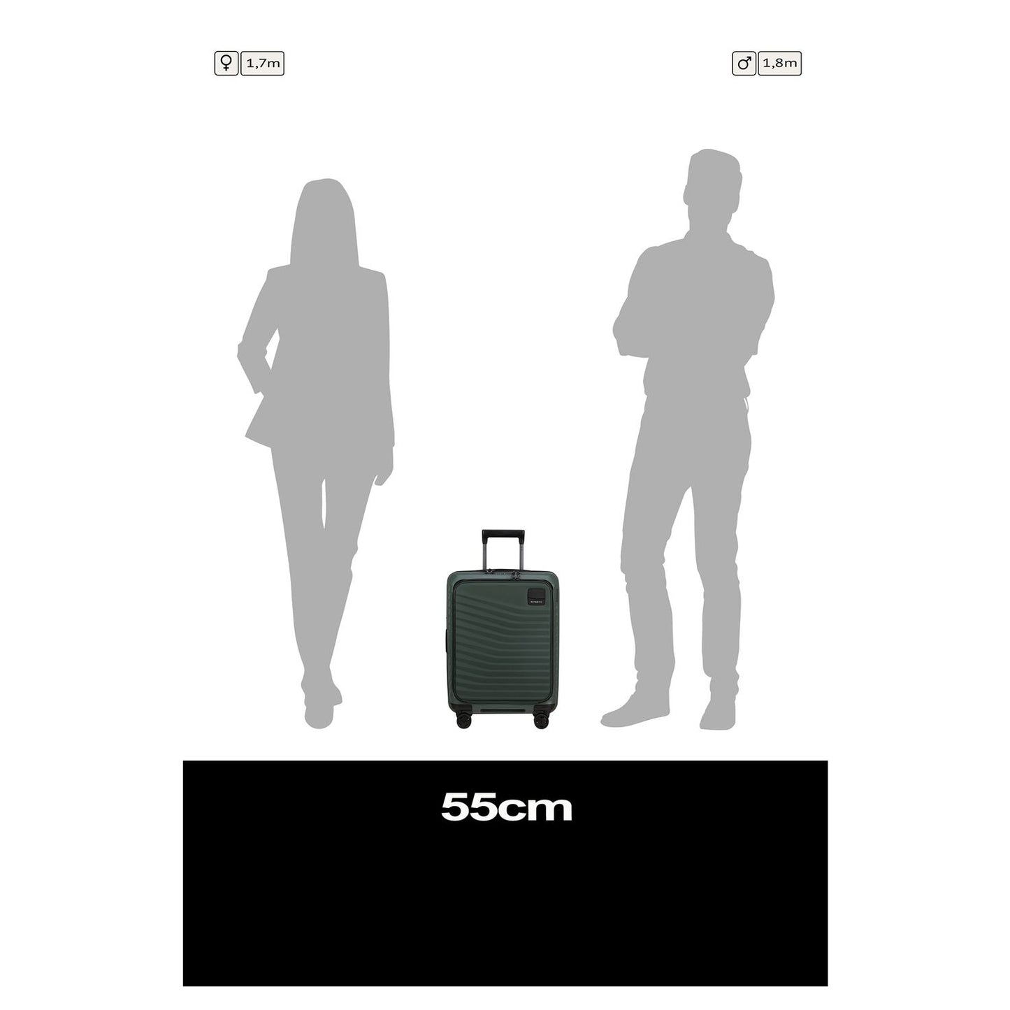Samsonite Intuo Handbagage Spinner 55 cm - Uitbreidbaar 42/48 liter - met 15.6" laptop-voorvak - 55x40x20/23 cm - olijf groen