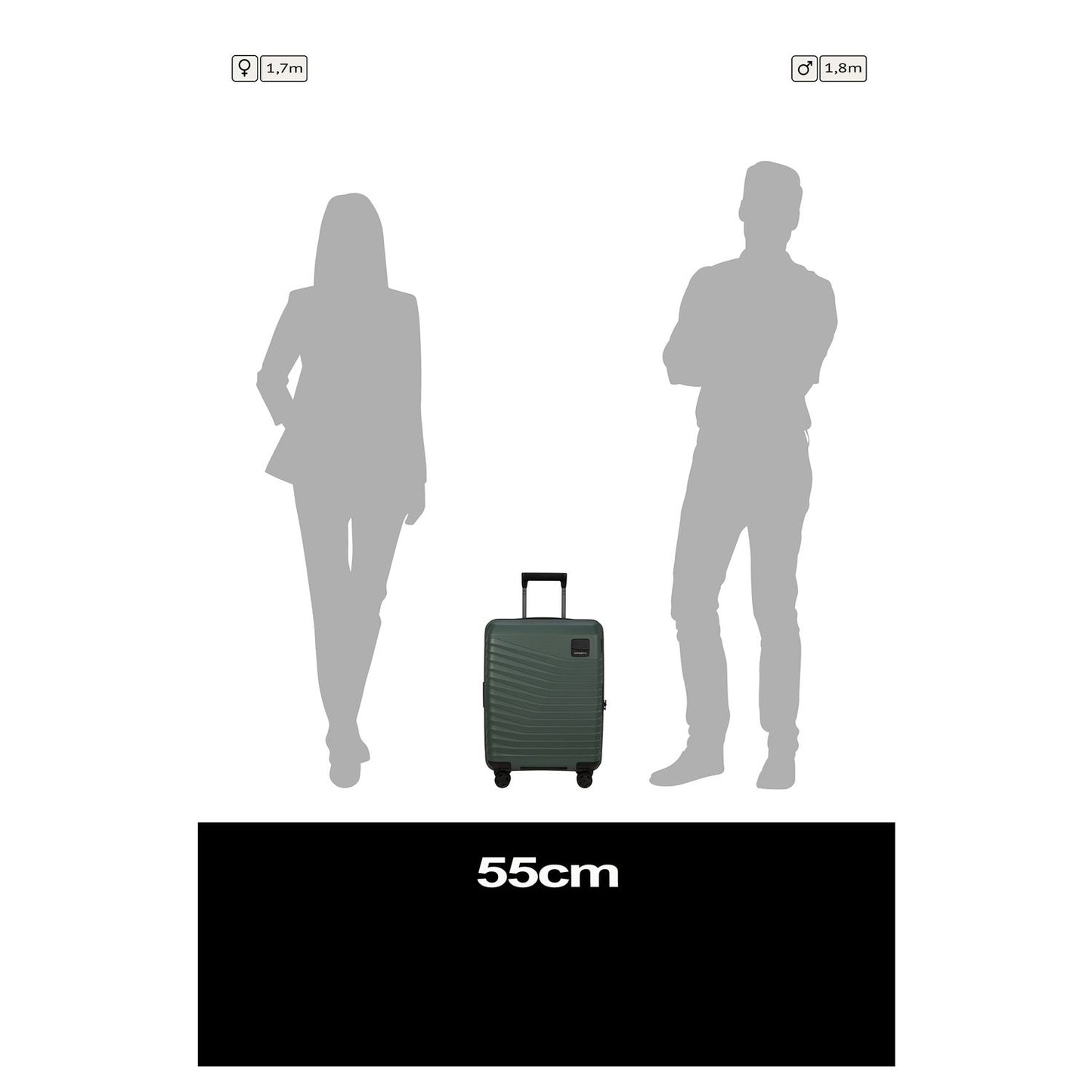 Samsonite Intuo Handbagage Spinner 55 cm - Uitbreidbaar 39/45 liter - 55x40x20/23 cm - olijf goen