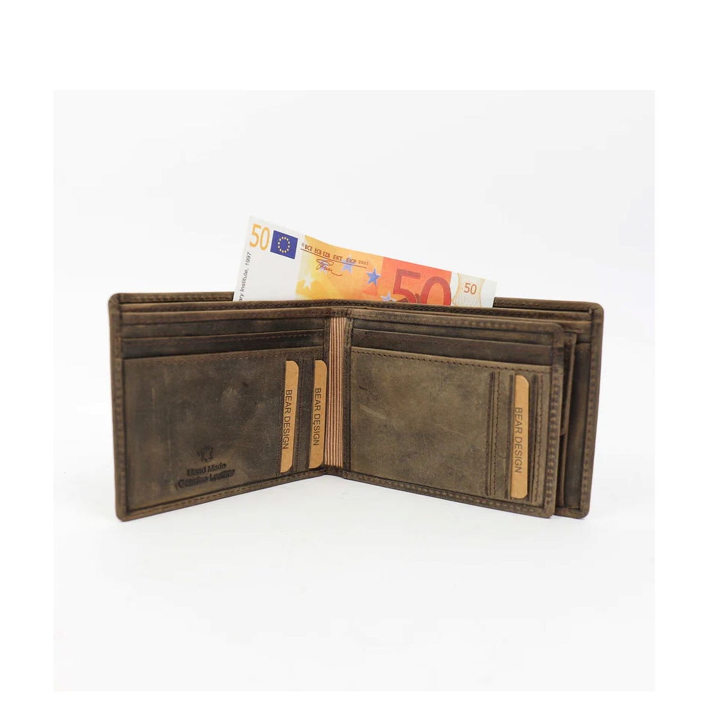 Bear Design Floris Heren Portemonnee - voor 15 pasjes - bruin