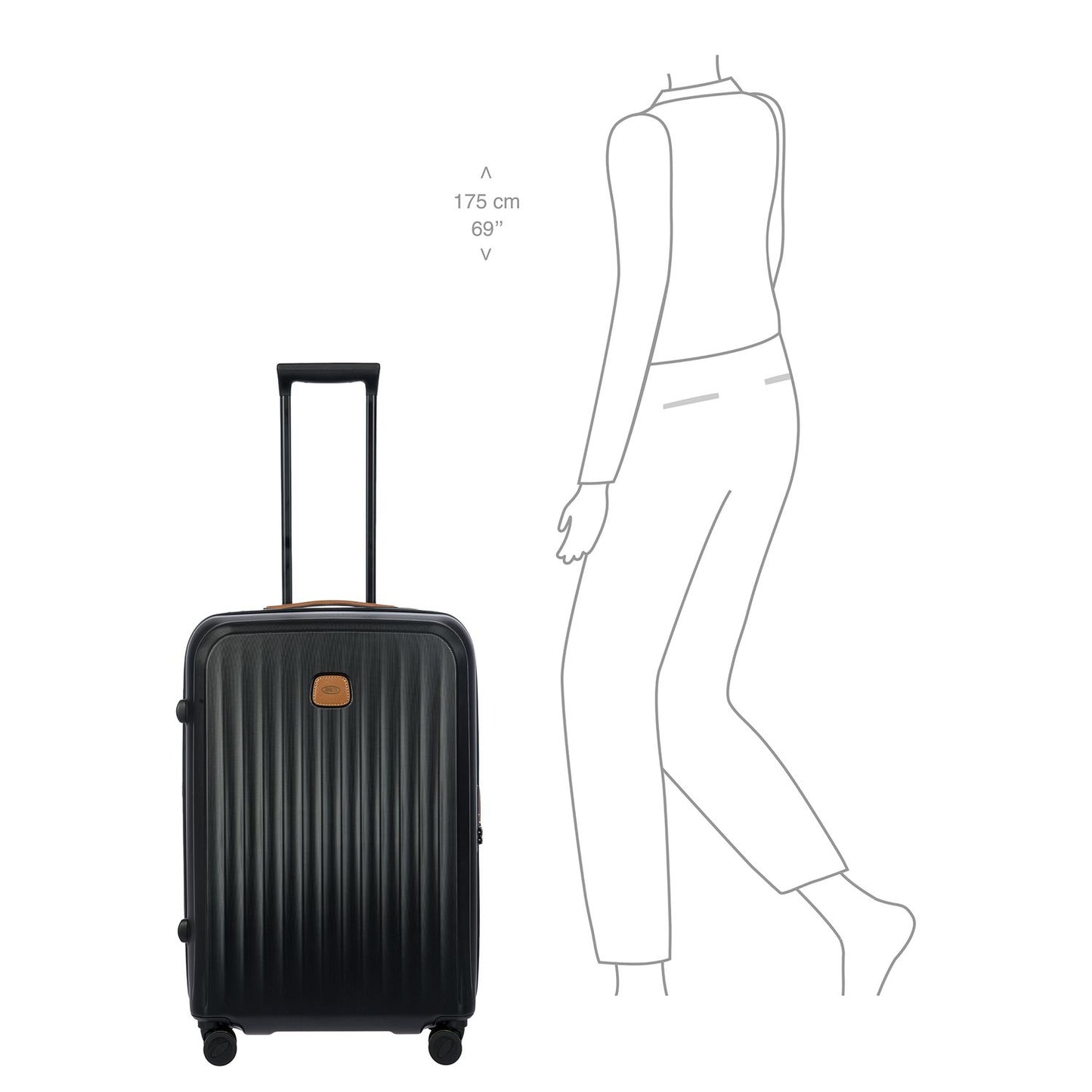 Bric's Taormina Spinner 69 cm - Uitbreidbaar 77/84 liter - 69x47x26/30 cm - zwart
