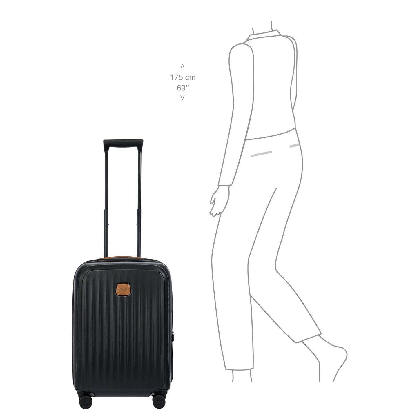 Bric's Taormina Handbagage Spinner 55 cm - Uitbreidbaar 42/49 liter - 55x40x22/26 cm - zwart