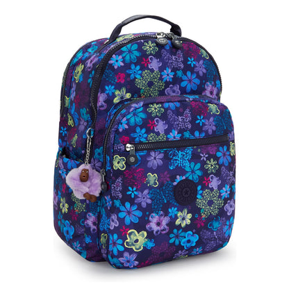 Kipling Seoul College Extra Rugzak School - 15" laptopvak - dark flower stamp
