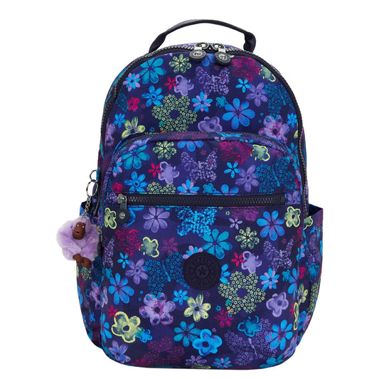 Kipling Seoul College Extra Rugzak School - 15" laptopvak - dark flower stamp