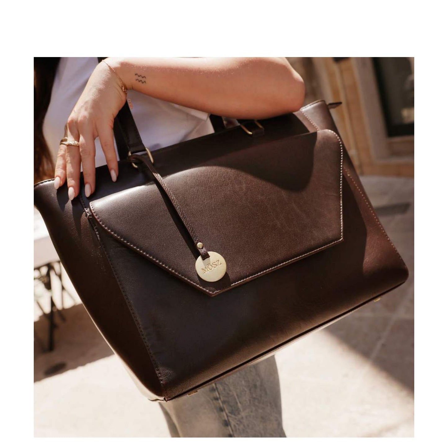 MOSZ Denise Laptopschoudertas - 15.6" laptopvak - dark brown