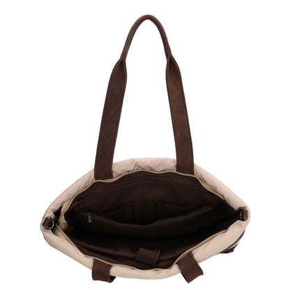 Zebra Trends Elske Puffer Laptopschoudertas - 15.6" laptopvak - streep bruin/beige