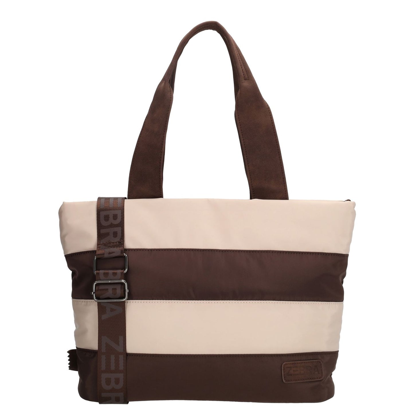 Zebra Trends Elske Puffer Laptopschoudertas - 15.6" laptopvak - streep bruin/beige