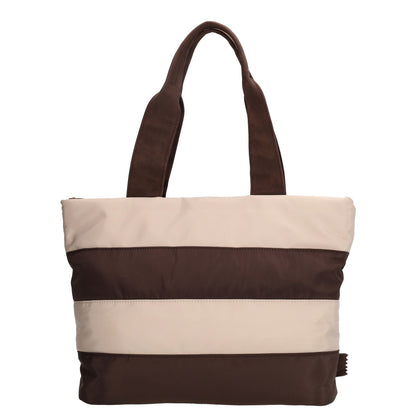 Zebra Trends Elske Puffer Laptopschoudertas - 15.6" laptopvak - streep bruin/beige