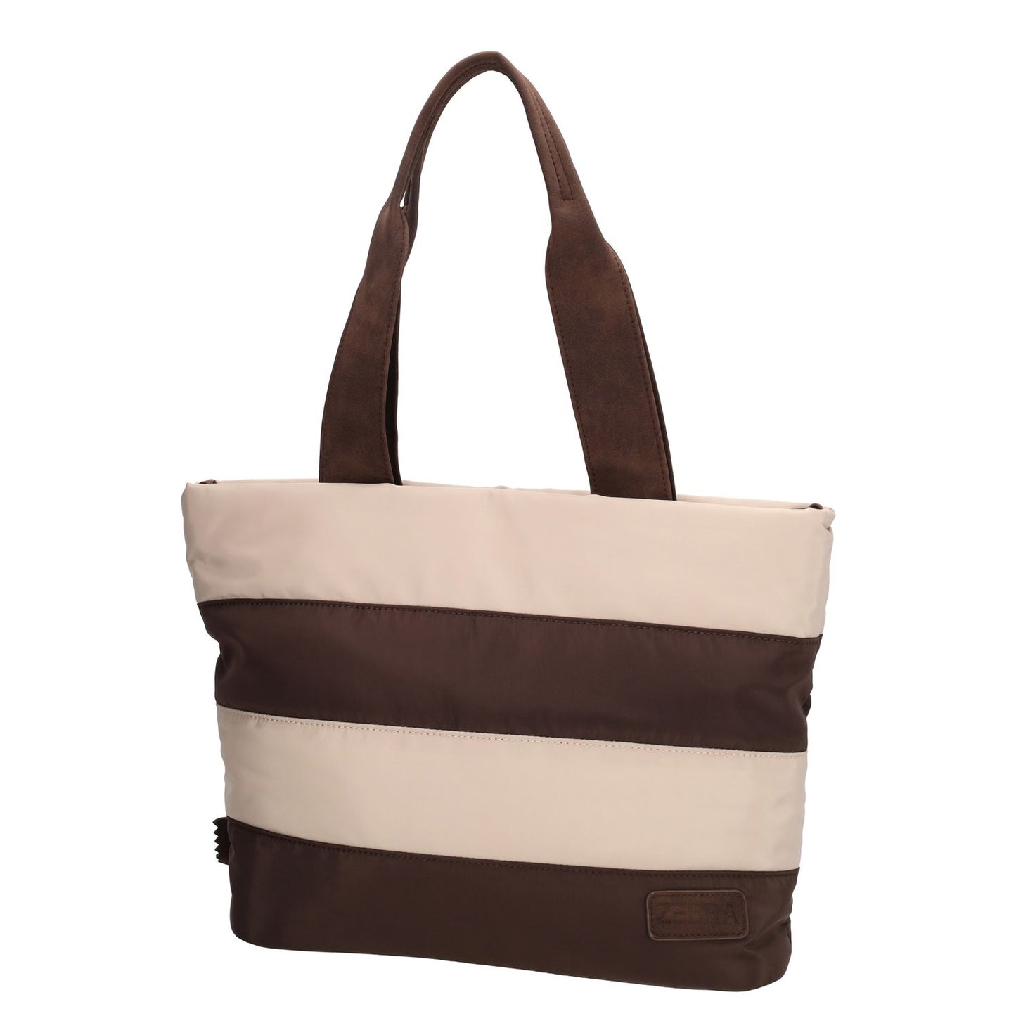 Zebra Trends Elske Puffer Laptopschoudertas - 15.6" laptopvak - streep bruin/beige