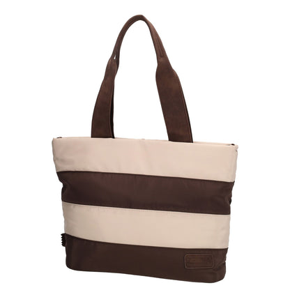 Zebra Trends Elske Puffer Laptopschoudertas - 15.6" laptopvak - streep bruin/beige