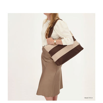 Zebra Trends Elske Puffer Laptopschoudertas - 15.6" laptopvak - streep bruin/beige