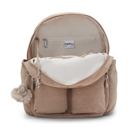Kipling City Pocket S Rugzak tan beige