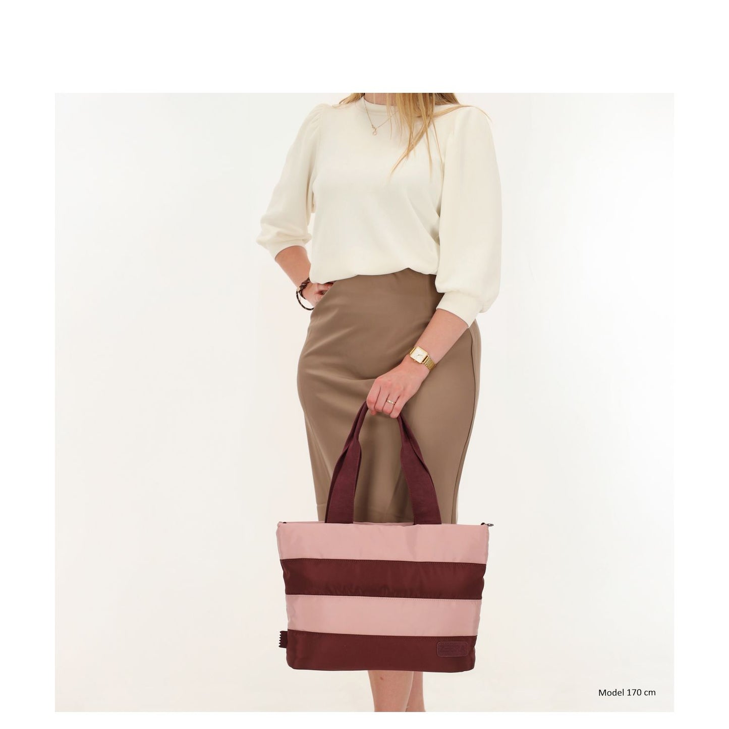 Zebra Trends Elske Puffer Laptopschoudertas - 15.6" laptopvak - streep burgundy old pink