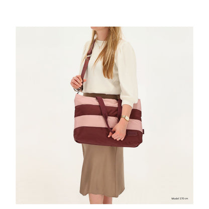 Zebra Trends Elske Puffer Laptopschoudertas - 15.6" laptopvak - streep burgundy old pink