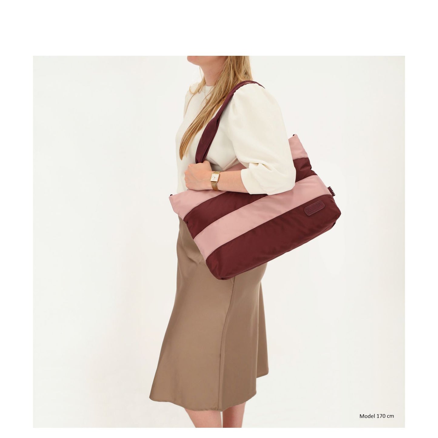 Zebra Trends Elske Puffer Laptopschoudertas - 15.6" laptopvak - streep burgundy old pink