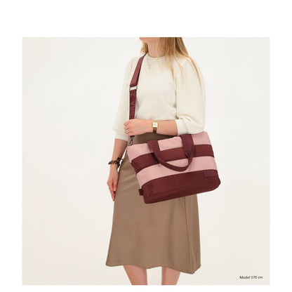 Zebra Trends Elske Puffer Laptopschoudertas - 15.6" laptopvak - streep burgundy old pink