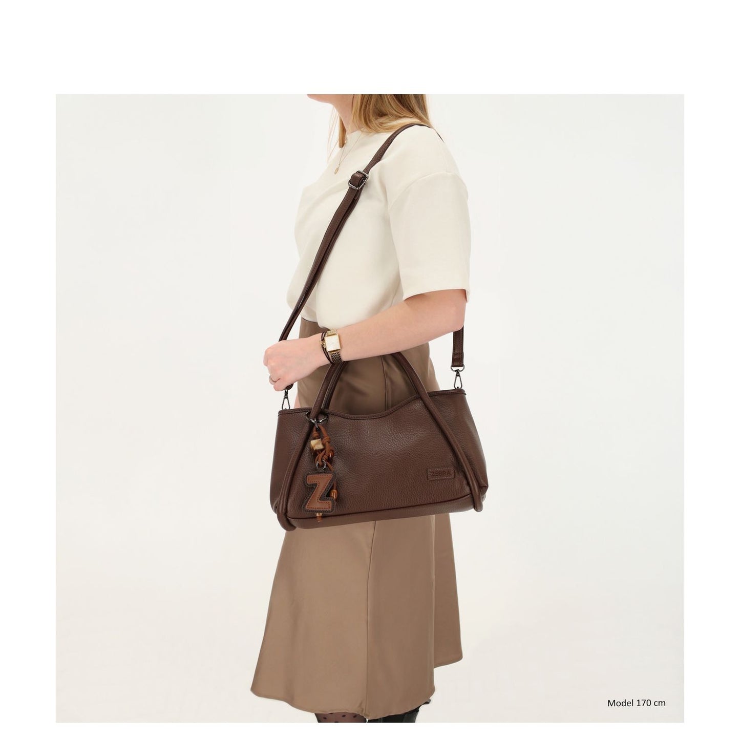 Zebra Trends Sofie Handtas - afneembare schouderriem - donkerbruin