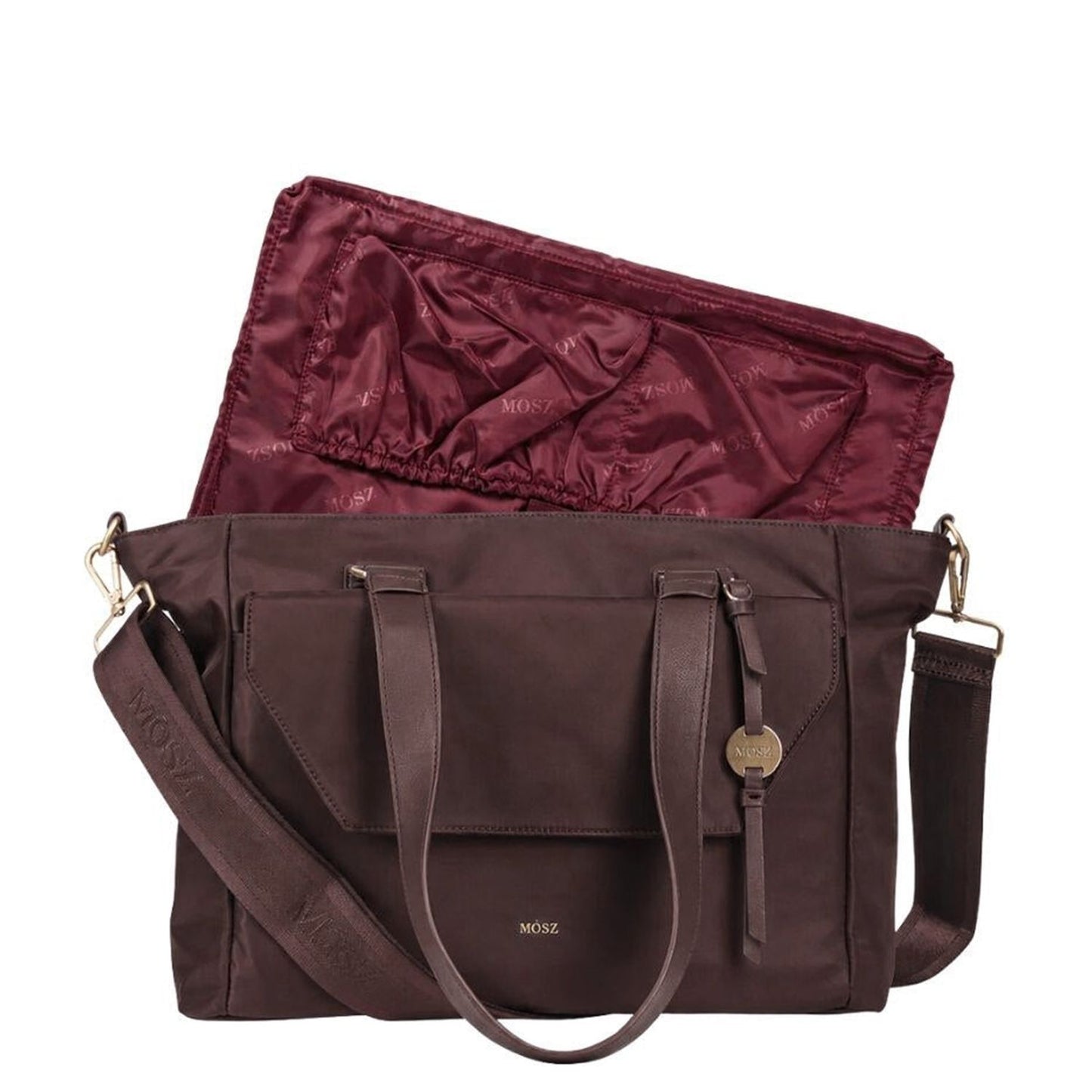 MOSZ Denise Laptop Shopper - 15.6" laptopvak - afneembare schouderriem - dark brown