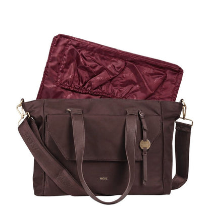 MOSZ Denise Laptop Shopper - 15.6" laptopvak - afneembare schouderriem - dark brown
