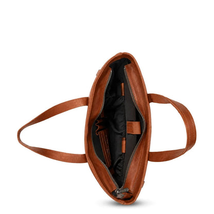 Plevier Catz Laptopschoudertas - 16" laptopvak - afneembare schouderriem - cognac