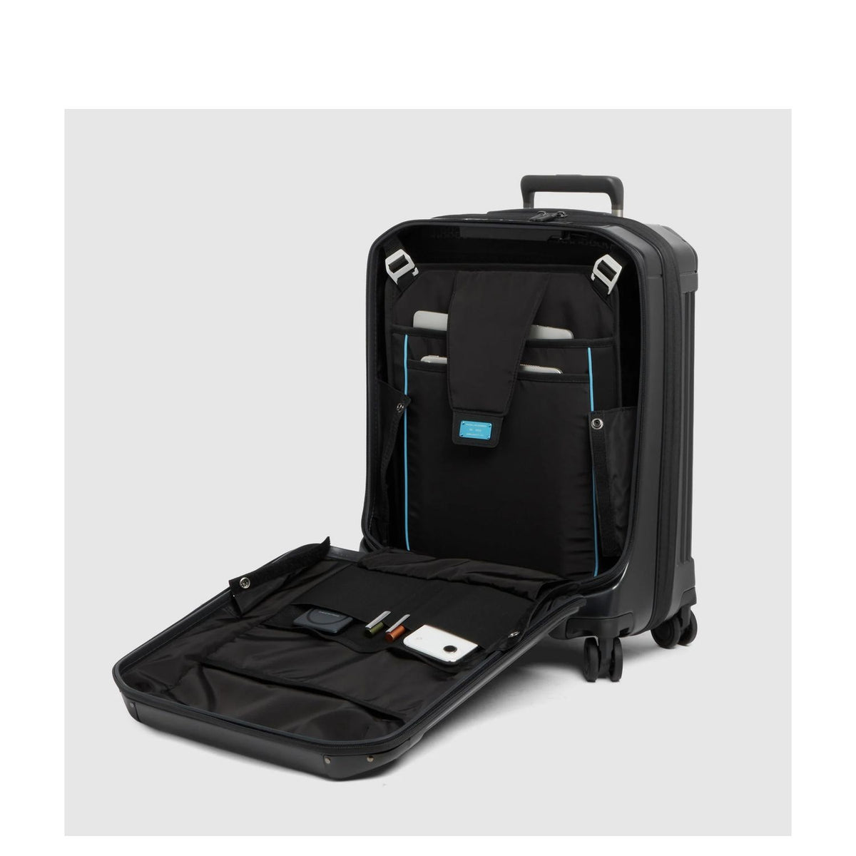 Piquadro PQ-Light Handbagage Spinner 55 cm - 47 liter - 17.3" laptopvak - 55x40x23 cm - matt black