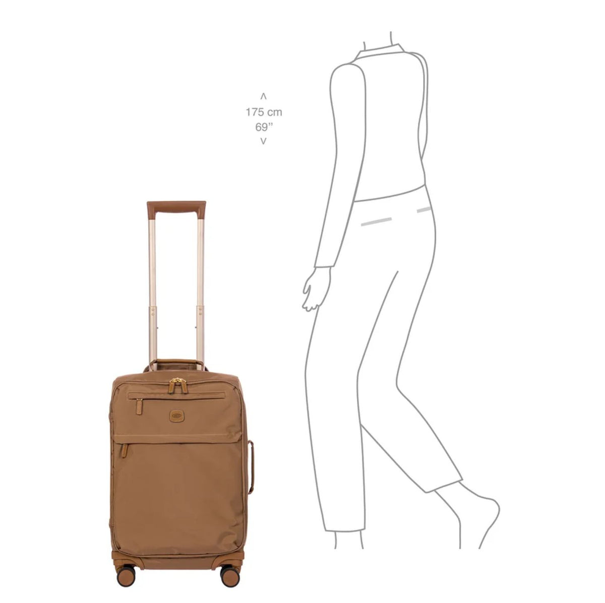 Bric's X-Travel Handbagage Spinner 55 cm - 42 liter - 55x37x23 cm - brownie