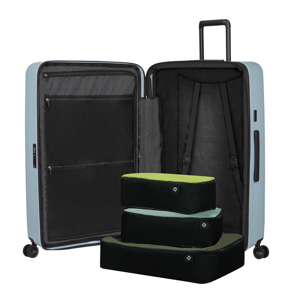 Samsonite Restackd Spinner 81 cm - Uitbreidbaar 126/138 liter - 81x54x31/34 cm - fog blue