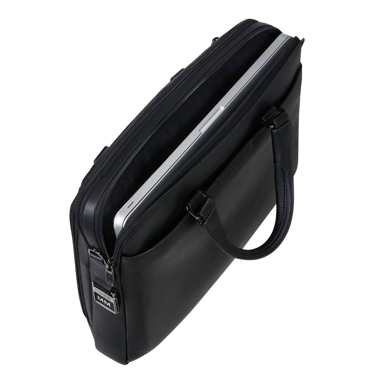 Samsonite Pro-DLX Leather Leren Schoudertas - 15.6" laptopvak - afneembare schouderriem - black