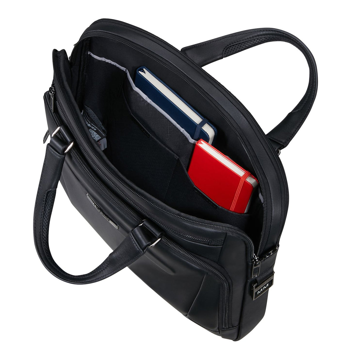 Samsonite Pro-DLX Leather Leren Schoudertas - 15.6" laptopvak - afneembare schouderriem - black