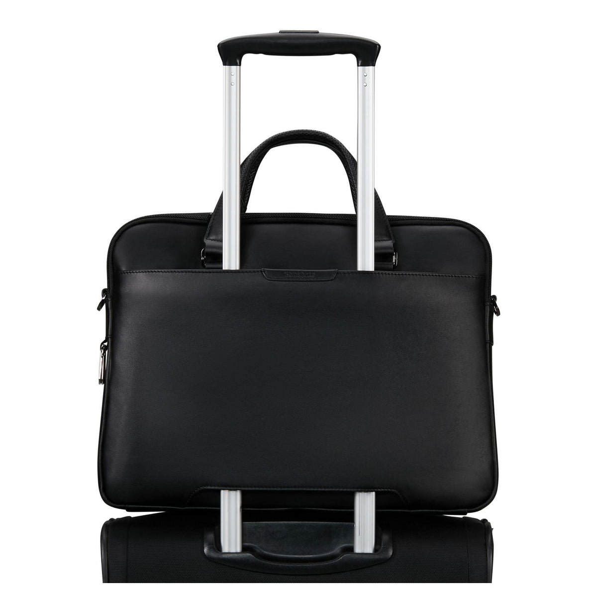 Samsonite Pro-DLX Leather Leren Schoudertas - 15.6" laptopvak - afneembare schouderriem - black