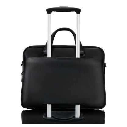 Samsonite Pro-DLX Leather Leren Schoudertas - 15.6" laptopvak - afneembare schouderriem - black